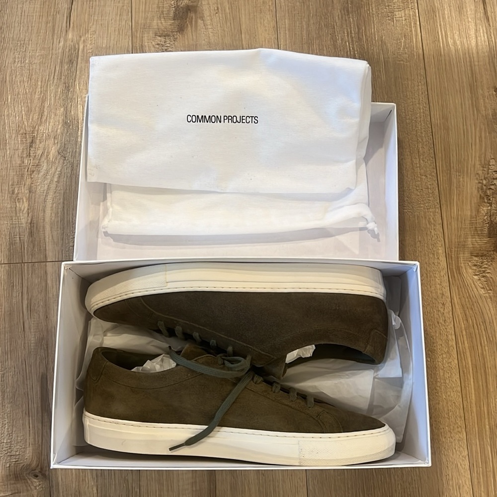 Common Projects Olive Suede Low-Top Sneakers